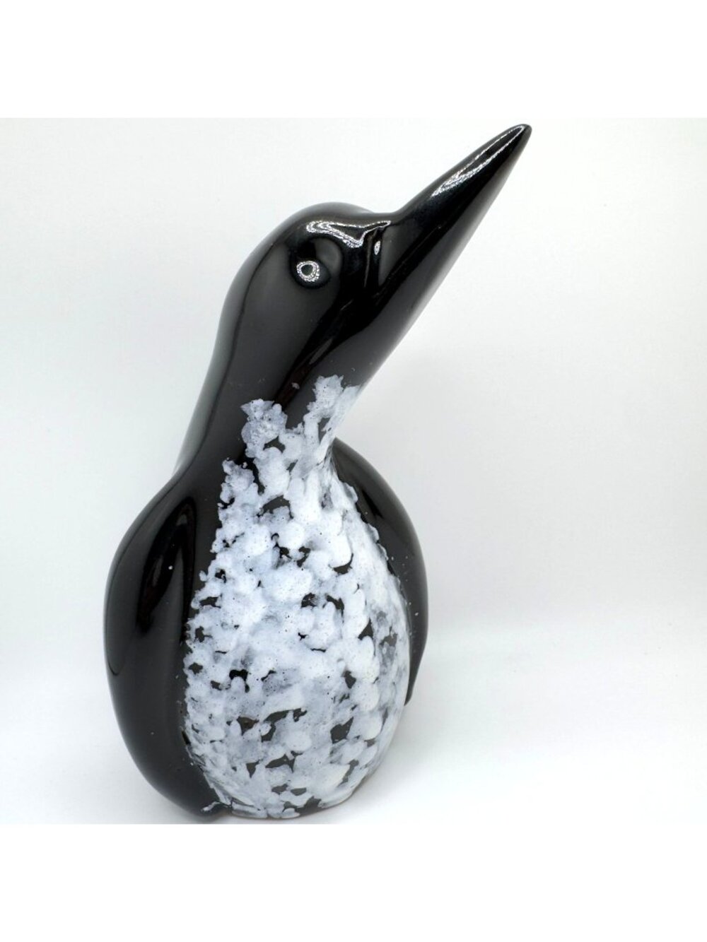 Vintage Fine Art Glazed Ceramic 9" Penguin Figure In Black & White